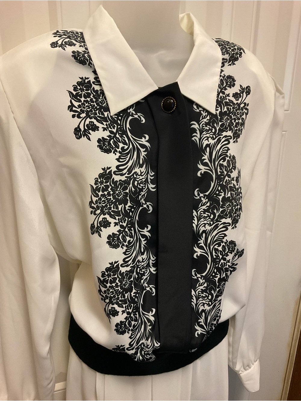 VTG 80s Andrea Gayle Skirt Set Womens Retro Black and White Cottagecore